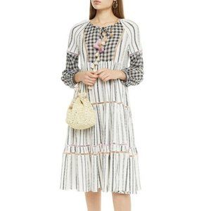 Veronica Beard Eileen Paneled Checked Georgette Midi Dress Size XL